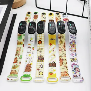 Carino orologio digitale LED con stampa capybara cartone animato bambini bracciale touch