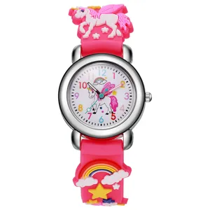 Orologio Quarzo Silicone 3D Unicorno Bambino Simpatico Cartone Studente Rosa Regalo