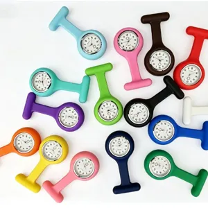 Bunte Silikon Krankenschwester Uhr Quarz Brosche Taschenuhr fuer medizinische Aertzte