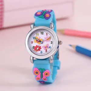 Orologio Quarzo Silicone Farfalla 3D Bambini Carino Impermeabile Polso Studente