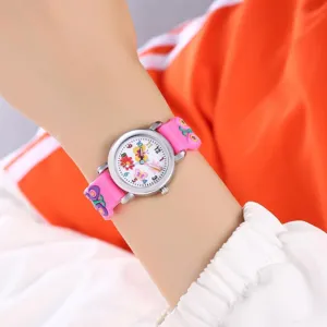 Orologio al quarzo da bambini in silicone con cinturino 3D, impermeabile, sportivo, dettaglio