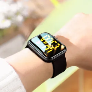 Mode Quadratische Digitale LED Elektronische Uhr Für Kinder Studenten Herren Damen Sportliche Wasserdichte TPU Armband Uhr