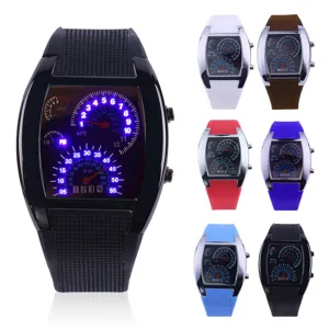 Aviation LED Elektronische Uhr Herren Sport Dashboard Stil Digitaluhr Mit Silikonband Metallgehäuse Leuchtende Kalender Uhr