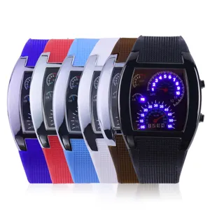 Herren LED Digitaluhr mit Tacho Design Silikon Armband elektronische Sportuhr
