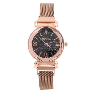 Orologio donna al quarzo oro rosa con quadrante stellato e cinturino magnetico.