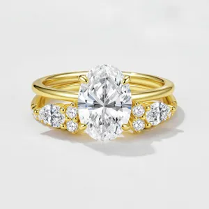 Bague en argent S925 ensemble deux pieces moissanite couleur D bijoux mariage luxe