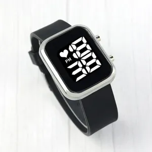 Fashion LED Digital Watch For Men Teens Square Electronic Sports Watch Silicone Strap Waterproof Number Wristband Unisex Minimalist Student Casual Clock