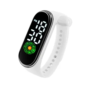 LED elektronische Smartwatch mit weißem Silikonarmband, wasserdichtes Touchscreen-Fitnessarmband.