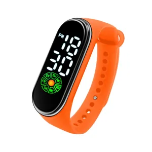 Oranger LED Silikon Elektronik Uhr für Studenten, stilvolle Touchscreen digitale Sportarmband.
