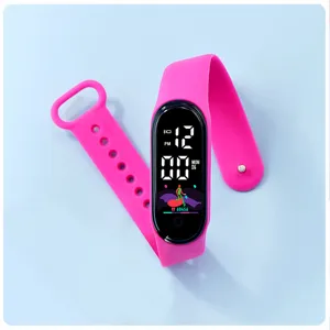 Kinder LED Elektronik Uhr bunte digitale Sport Fitness Armband wasserdicht Armband rosa