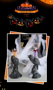 Halloween Raben LED Kerzenhalter Gothic Requisite Tisch Deko Party Ornament Lampe
