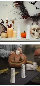 Vela LED de calavera Halloween, decoración gótica de novios espeluznante para fiesta.
