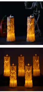 Vela LED de esqueleto de Halloween con diseño de novios, ideal para decoración de fiesta de terror.