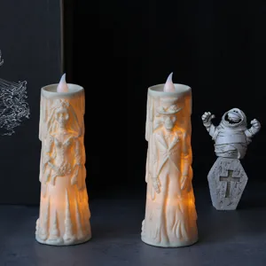 Halloween LED calavera velas pareja novios brillante decoración fiesta accesorios