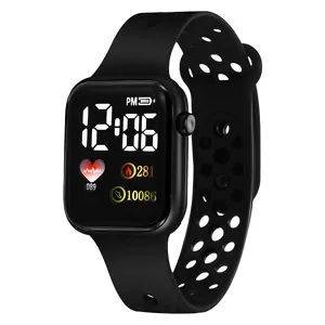 Fashion sports digital LED watch with breathable silicone strap for daily wear and exercise.