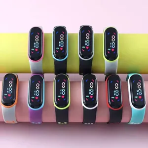 Bicolor strap LED electronic watch waterproof touch smart wristband for kids and students