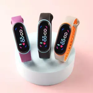 Kids waterproof LED digital electronic watch sports touch wristband dual color gift