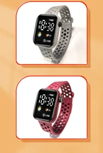 Studenten digitale Sportuhr mit atmungsaktivem Silikonarmband und wasserdichtem LED Bildschirm.