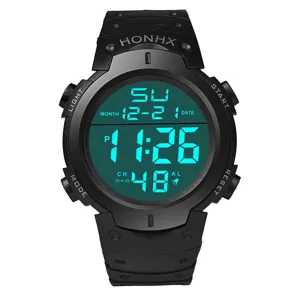 Orologio sportivo digitale impermeabile nero da uomo con molteplici utili funzioni.