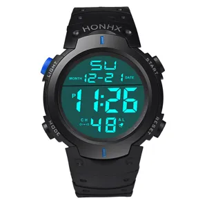 Orologio sportivo digitale multifunzione impermeabile per uomini e adolescenti in nero.