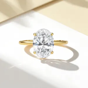 Moissanit Ring 925 Sterlingsilber Ovaler Schliff Luxus Verlobungsschmuck Für Damen GRA Zertifikat
