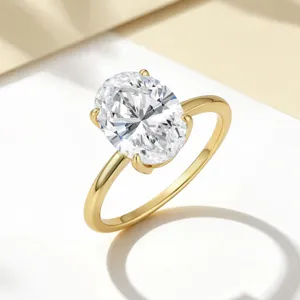 Eleganter 2 Karat Oval Moissanit Ring aus Sterlingsilber, minimalistisches Design für Damen.