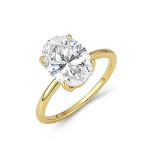 Eleganter 2 Karat Ovale Moissanit Ring in 925er Sterlingsilber minimalistisches Design.