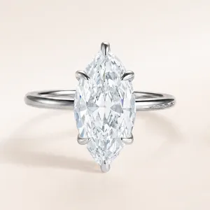 S925 sterling silver marquise cut zircon ring, elegant minimalist stackable jewelry.
