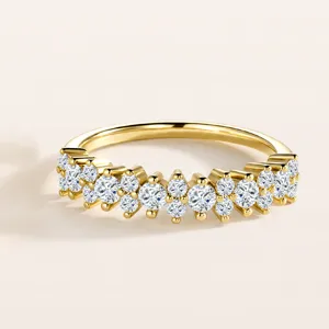 Gorgeous gold-plated 925 silver multi-stone cluster ring detail, elegant stacking jewelry.