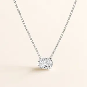 925 Sterlingsilber Moissanit Halskette Oval D Farbe Solitär Anhänger Schmuck Für Damen Mit GRA Zertifikat