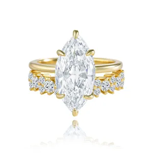 S925 Sterling Silver Marquise Cut Zircon Ring Set Women Luxury Fashion Stackable Rings