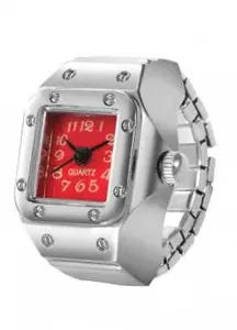 Creative alloy quartz ring watch for men and women, fashionable finger watch with numbers.