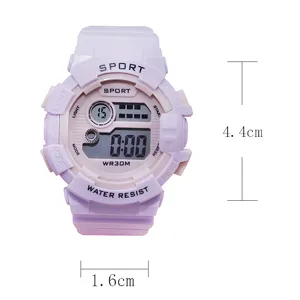 Montre de sport numérique pour enfants violet clair étanche électronique 4,4cm
