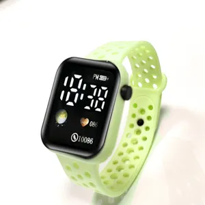 Studenten Sportuhr digital Anzeige wasserdicht Silikonarmband Freizeit Uhr Elektronik