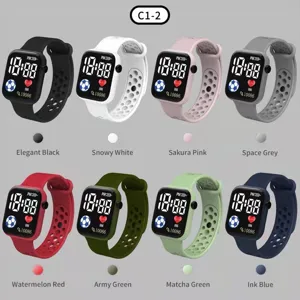 Fashion Unisex LED Digital Watch Waterproof Square Sports Electronic Watch Football Hollow TPU Strap Wristwatch For Students