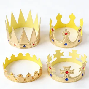 Kids gold crown king hat birthday party props dress up costume accessories for celebration