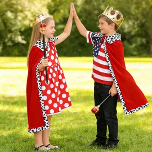 Kids crown king costume set with cape scepter and dress for party birthday photography props.