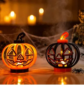 Halloween retro pumpkin lantern hollow out candle light desktop decoration props lovely home