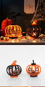 Halloween hollow pumpkin candle lantern retro desktop decoration light party props home ornament