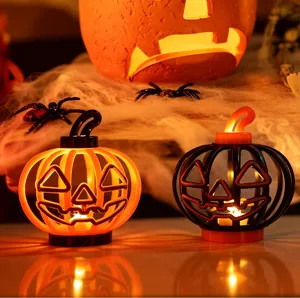 Halloween retro hollow pumpkin led candle light desktop ornament holiday party decoration prop