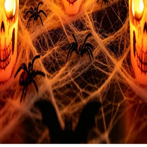 Διακόσμηση Halloween ιστός αράχνης κηροπήγιο κρανίο LED τρομακτικά αξεσουάρ πάρτι