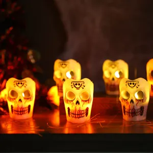 Halloween φωτεινό κρανίο κηροπήγιο LED ηλεκτρονική τρομακτική διακόσμηση πάρτι