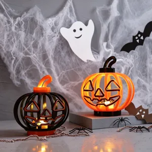 Halloween retro pumpkin lantern LED candle light desktop decoration spooky party prop