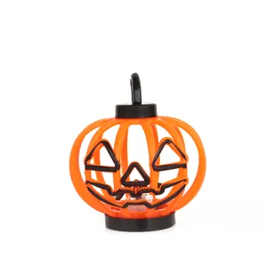 Halloween pumpkin lantern orange hollow candle holder desktop decoration party prop led light