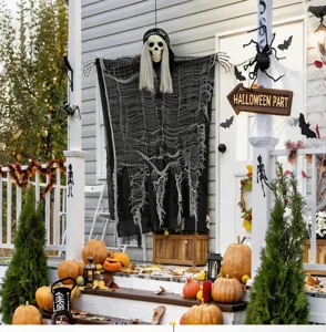 Halloween hanging grim reaper skeleton decoration prop for outdoor porch haunted house party display