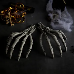 Halloween skeleton hands props realistic bone decor for spooky party haunted house display