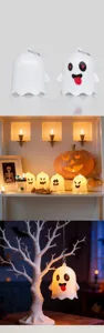 Halloween mignon fantôme LED veilleuse fête décoratif suspendu accessoires bougie électronique