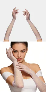 Guanti a rete con strass scintillanti lunghe maniche a rete accessorio sexy da festa