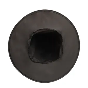 Top view detail of black Oxford cloth Halloween witch hat for party and festival decoration.