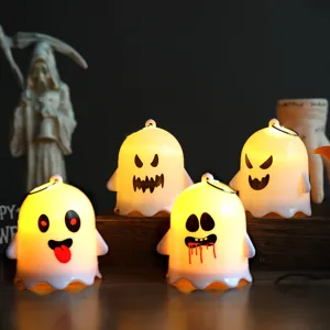 Halloween Mignon Fantôme Veilleuse LED Petit Ornement de Bougie Accessoires de Fête Effrayants Décoration de Bureau à Domicile